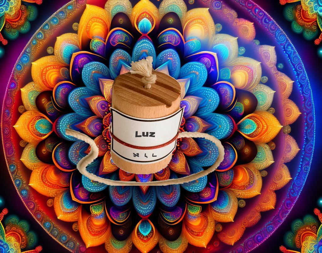 pendulo hebreo de madera con inscripción luz para sanación energética